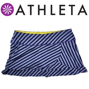 Athleta Striped Mini Skirt Skort Size Med/P Tennis Gym Athletic